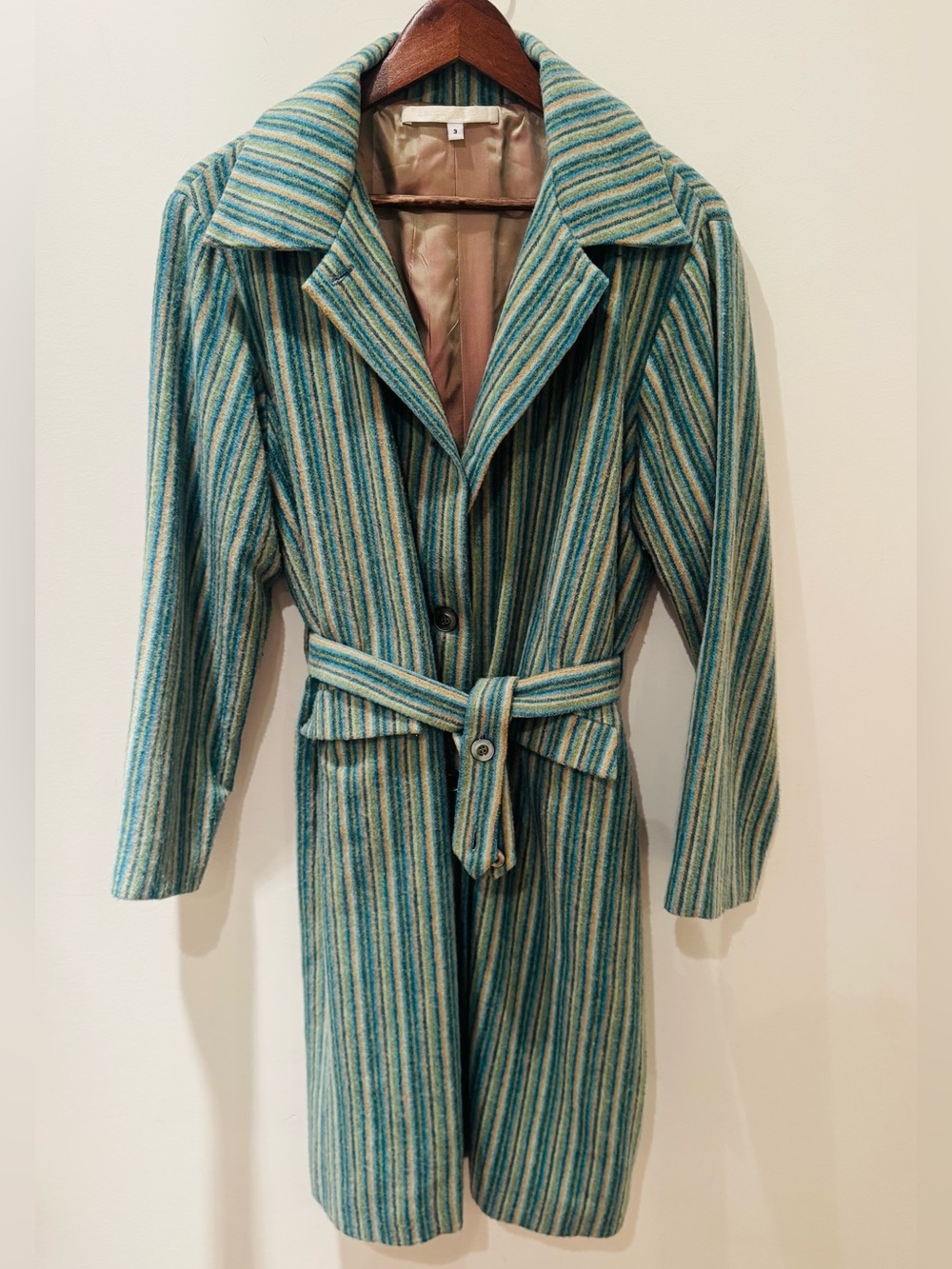 Erica Tanov  S2012 rare striped wool trench coat. All original buttons and belt
